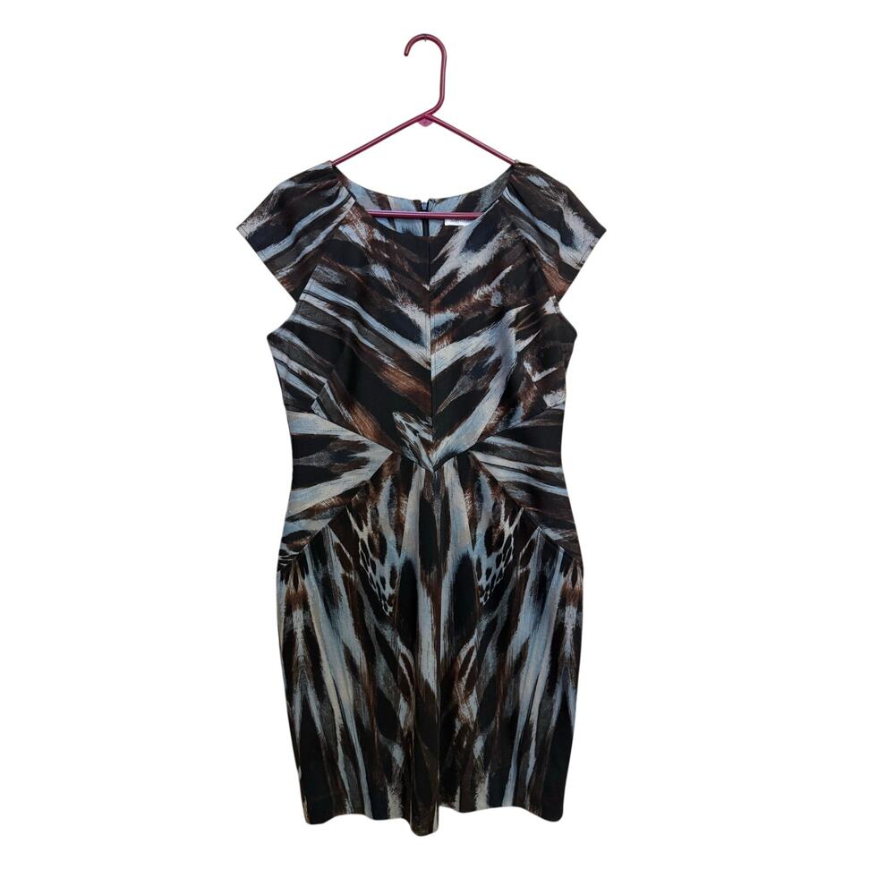 CALVIN KLEIN SHEATH DRESS SIZE 12 ABSTRACTPRINT STRETCH CAREER OFFICE